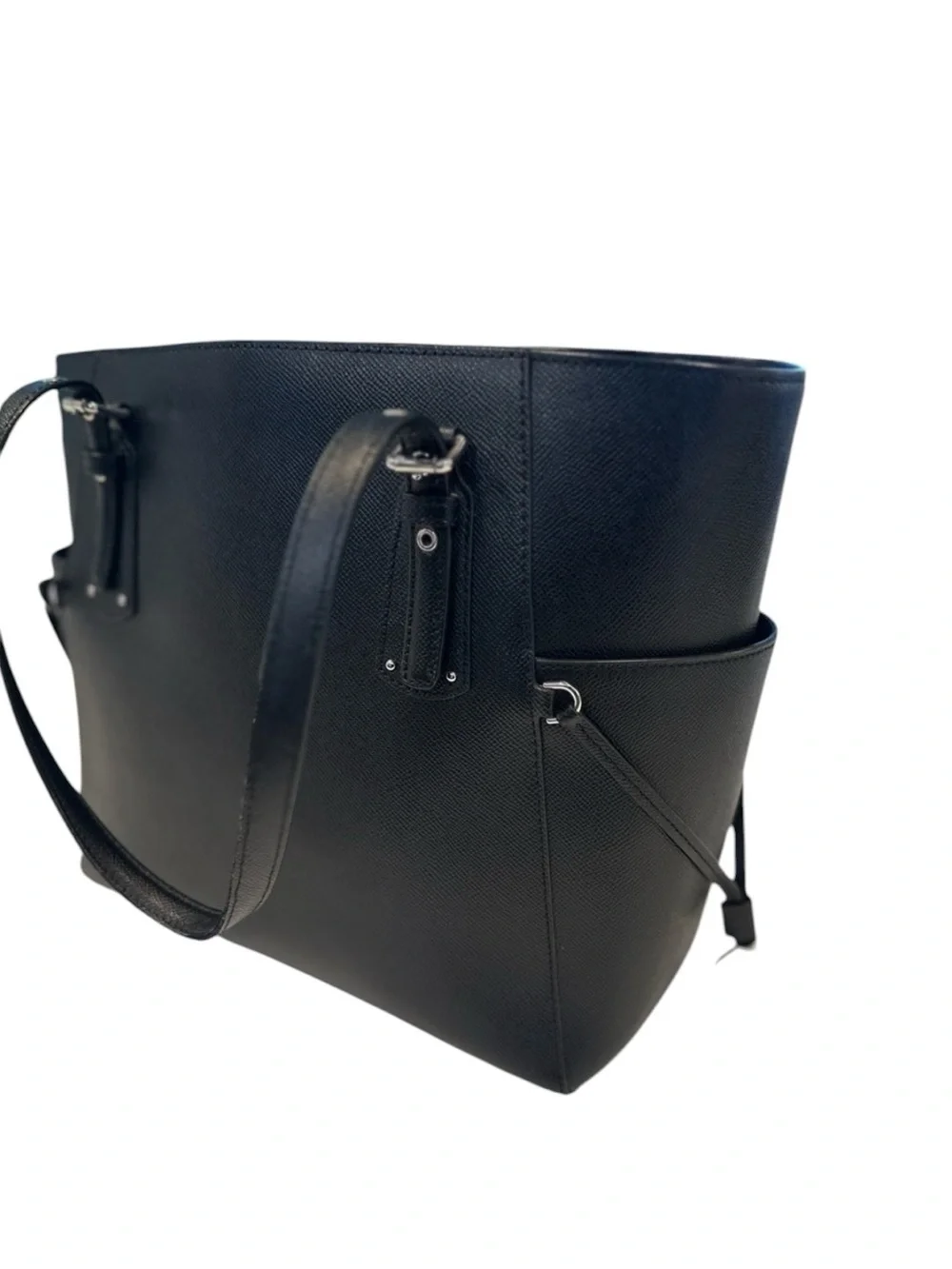 MICHEL KORS VOYAGER Black Saffiano Leather Tote with Exterior Pockets NWOT